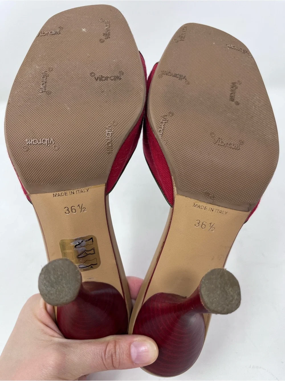 Vintage Chanel Camellia Mule Heel Sandal Red Canvas Chanel Logo Y2K size 36.5